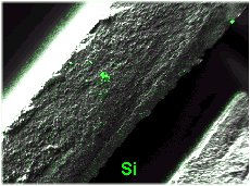 SEM image from turbine blades with Si element-distribution